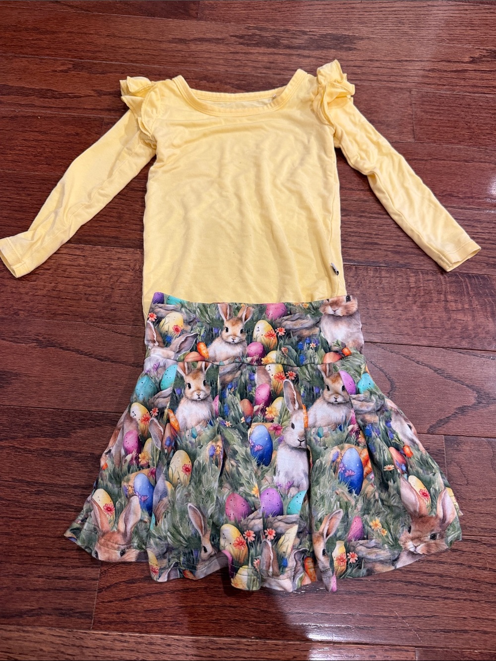Bums & Roses Yellow Top and Bunny Skirt Matching Set